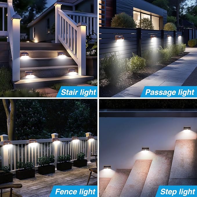 Peasur [12 Packs] Solar Outdoor Lights Motion Sensor Solar Security Lights Waterproof with 3 Lighting Modes Solar Powered Wall Lights Outside for Garden Fence Yard,Brown - Image 6
