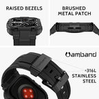 amBand Bands Case Compatible with Apple Watch Series 11/10 46mm for Men, M1 Sport Rugged Heavy Duty Cover Tactical Strap Military Grade Protective Bumper Protector for iWatch 46 mm Men, Black - Image 2