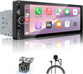 【Type-C&USB】 Single-Din-Car-Radio with Wireless-Apple-Carplay & Android-Auto,Carplay Screen for Car,6.86 Inch Touchscreen,Bluetooth Handsfree, Backup Camera, FM Radio by EZoneTronics