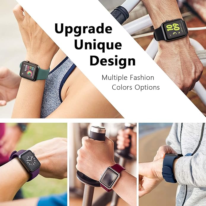 6 Pack Sport Bands Compatible with Apple Watch Band 38mm 40mm 41mm 42mm 44mm 45mm 49mm 46mm,Silicone Waterproof Strap for iWatch Apple Watch Series 11 10 9 Ultra 8 7 6 5 4 3 2 1 SE Women Men - Image 7