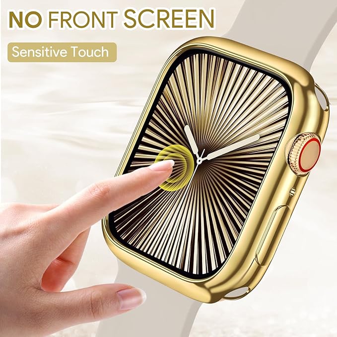 JR.DM 49mm 2 Pack Soft Flexible TPU Case Compatible for Apple Watch Series Ultra 3/2/1 Touchable Screen Lightweight All-Around Protector Thin Guard Shockproof Cover Bumper for iWatch, Gold+Black - Image 6