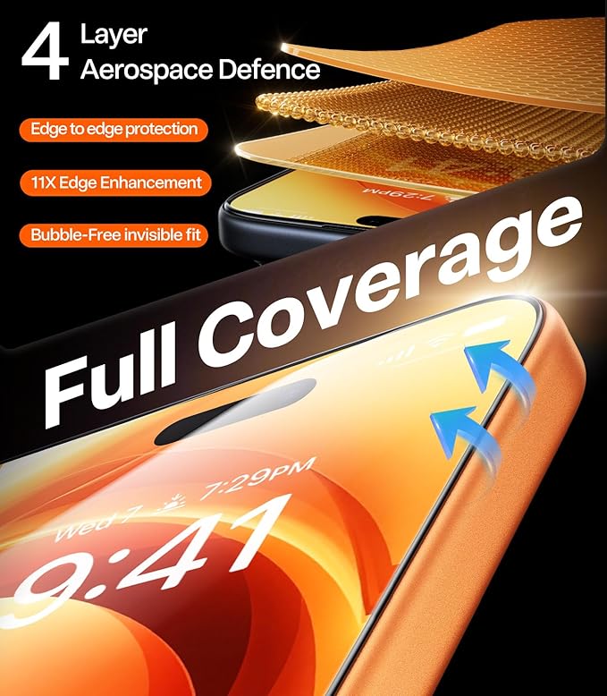 TORRAS Unbreakable for iPhone 17 Pro Screen Protector, 9H+ Military-Grade,12 FT Shatterproof, Aerospace Tempered Glass 2 Pack - Full Coverage, Anti-Scratch, Bubble-Free, Easy Installation,6.3 inch - Image 5