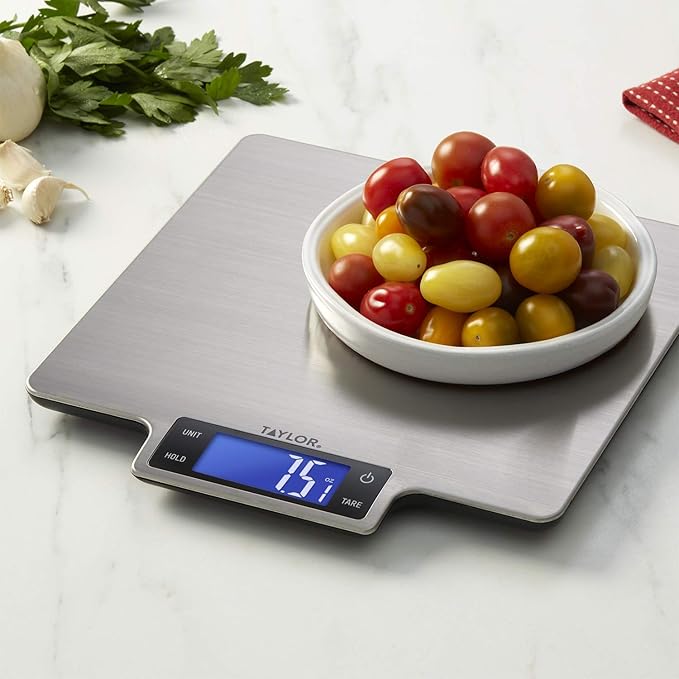 Taylor 22lb Ultra-Precise Digital Stainless Steel Household Kitchen Scale, One, Silver - Image 2