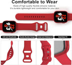 Sport Band Compatible with Apple Watch 38mm 40mm 41mm 42mm 44mm 45mm 46mm 49mm, Replacement Soft Silicone Strap Wristbands for iWatch Series 11/10/9/8/7/6/5/4/3/2/1 Ultra SE Women Men, Red - Image 3