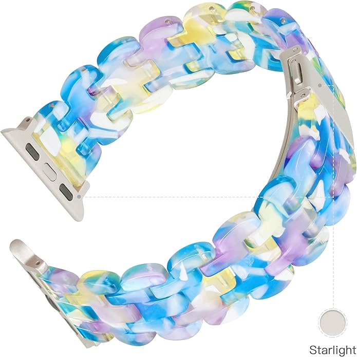 Lightweight Resin Band For Apple Watch Series 11 10 9 8 7 6 5 4 3 2 1 SE 3 2 Ultra 3 2, Fashion Adjustable Replacement Strap for iWatch Bands 38mm 40mm 41mm 42mm 44mm 45mm 46mm 49mm for Women Men - Image 2