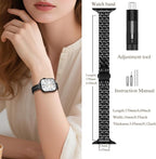 MioHHR Slim Metal Bands Compatible with Apple Watch Band 49mm 46mm 45mm 44mm 42mm (Series 3/2/1), Thin Stainless Steel Bands for Women iWatch Series 11 10 9 8 7 6 5 4 3 2 1 SE3/2/1 Ultra 3/2/1, Black - Image 3