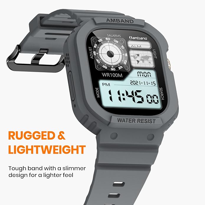 amBand E1 Sport Case Band for Apple Watch Ultra 3/2/1 & SE 3/2/1 & Series 11 10 9 8 7 6 5 4 3 49mm 46mm 45mm 44mm 42mm 41mm 40mm 38mm, Shockproof & Scratch Resistant Rugged Bumper for Men Women - Image 3