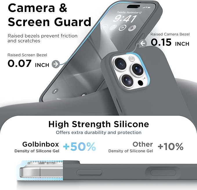 GolbinBox Magnetic for iPhone 16 Pro Max Case, Compatible with MagSafe, [Soft Anti-Scratch Microfiber Lining], Liquid Silicone Shockproof Protective Phone Case for iPhone 16 Pro Max, Deep Grey - Image 5