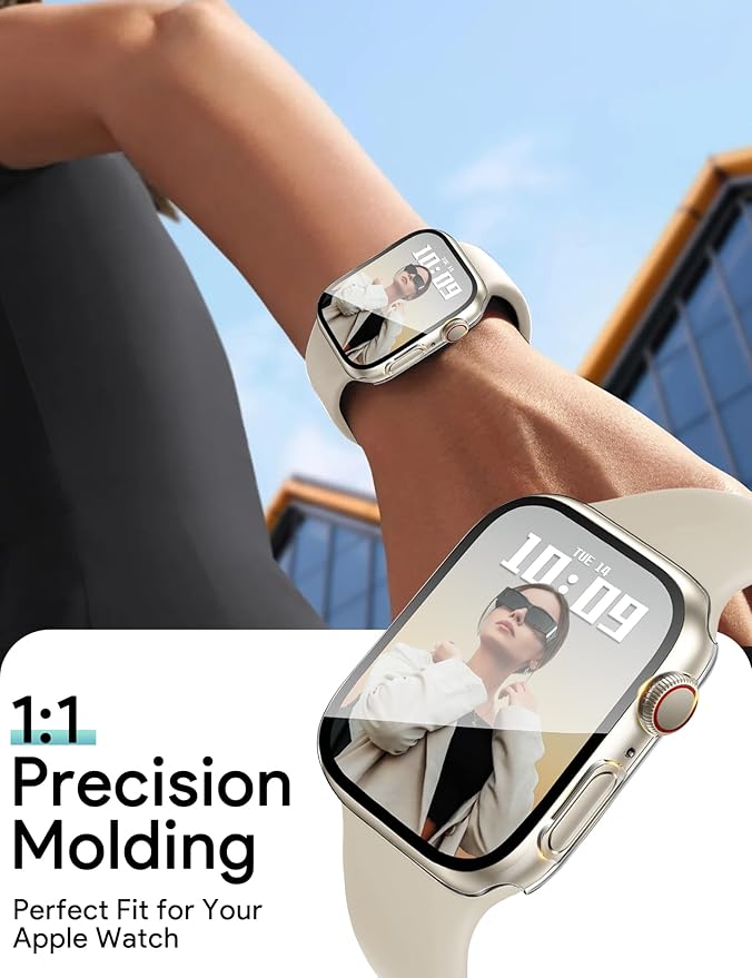 JR.DM 42mm 2 Pack Hard PC Case with HD Tempered Glass Screen Protector for Apple Watch Series 10/11 (2025), Guard Bumper Full Coverage Protective Anti-Scratch Face Cover for iWatch, Clear+Clear - Image 6
