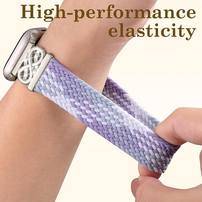 Dirrelo Braided Magnetic Stretchy Nylon Band Compatible for Apple Watch Bands Women 40/41/38/42/44/45/46/49mm, Designer Dressy Infinity Elastic Strap for iWatch Series 11 10 9 8 7 6 5 4 SE/Ultra 3 2 1 - Image 5