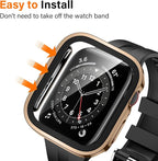Amizee 2 Pack Compatible with Apple Watch Case SE 3/2/1 Series 6/5/4 44mm with Built-in Screen Protector, Ultra-Thin Hard PC Straight Edge Anti-Scratch Protective Cover for iWatch (Rose Gold) - Image 3