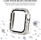 Adepoy Compatible for Apple Watch Case 44mm Series 6/5/4/SE with Tempered Glass Screen Protector, Double Bling Case Crystal Diamonds Rhinestone Bumper Overall Hard PC Protective Cover for iWatch 44mm - Image 5
