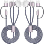 2Pack Travel Essentials,Multi Charging Cable 3 in 2 USB C for Apple Watch Charger,iPhone Charger,Cruise Vacation Camping,Portable for iWatch Series 11-2/Ultra/SE & iPhone 17-12,Sony PSP Cables by ChargeBeyondPowerWithin