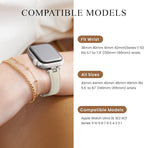 STIROLL Thin Leather Band Compatible with Apple Watch Bands 49mm 46mm 45mm 44mm 42mm (Series 3/2/1) Women, Stylish Top-Grain Leather Strap Slim Wristband for iWatch SE3/2/1 Series 10 9 8 7 6 5 4 Ultra, Ivory White/Starlight - Image 5
