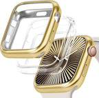 JR.DM 2 Pack 42mm Soft Flexible TPU Case Compatible for Apple Watch Series 3/2/1 Touchable Screen Lightweight Anti-Scratch All-Around Protector Thin Guard Shockproof Cover for iWatch, Gold+Clear by JRDM