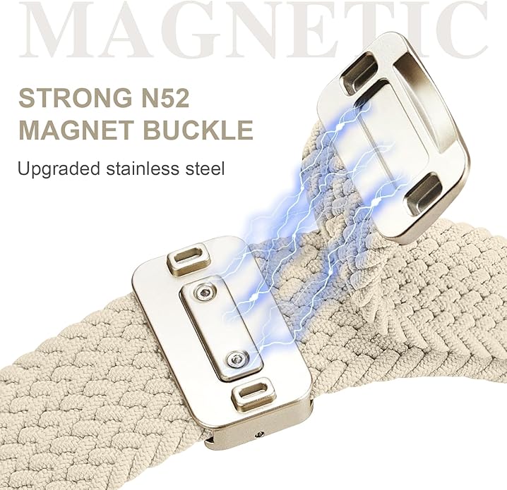 Braided Stretchy Band Compatible with Apple Watch Bands 38mm 40mm 41mm 42mm 44mm 45mm 46mm 49mm Women Men, Soft Nylon Solo Loop Magnetic Sport Strap for iWatch Series 11 10 9 8 7 6 5 4 3 2 1 SE Ultra - Image 4
