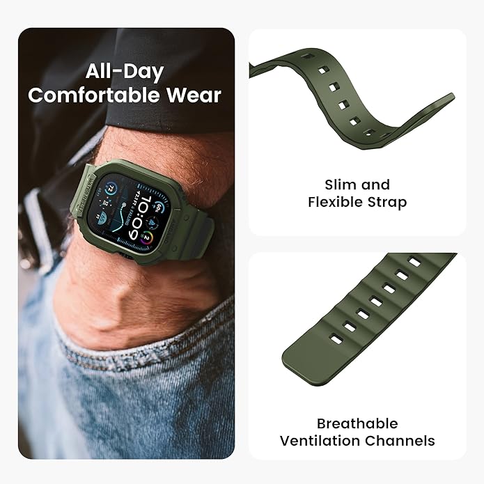 amBand E1 Sport Case Band for Apple Watch Ultra 3/2/1 & SE 3/2/1 & Series 11 10 9 8 7 6 5 4 3 49mm 46mm 45mm 44mm 42mm 41mm 40mm 38mm, Shockproof & Scratch Resistant Rugged Bumper for Men Women - Image 4