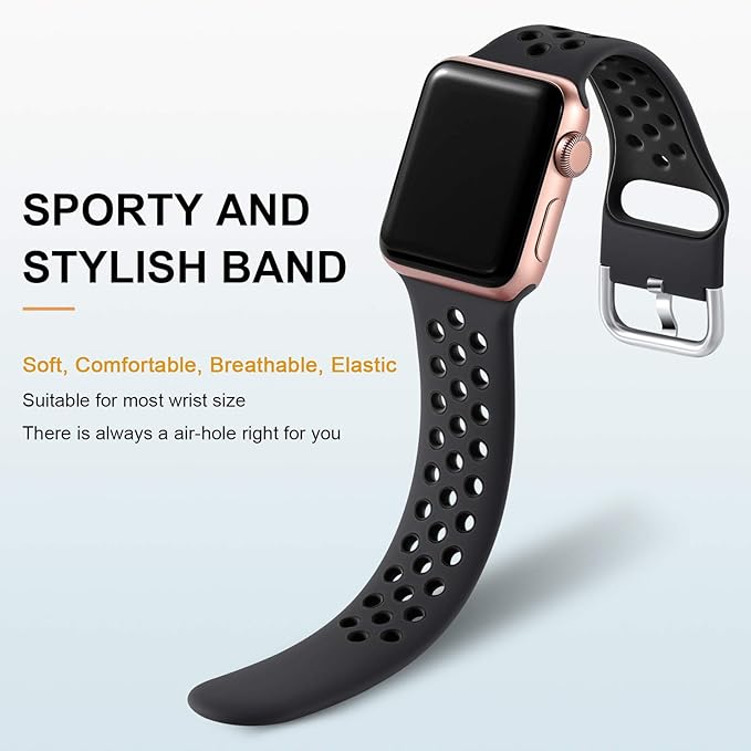 Lerobo 3 Pack Breathable Sport Band Compatible with Apple Watch 45mm 44mm 46mm 42mm 49mm,Soft Silicone Sport Replacement Band for iWatch SE Ultra 3 2 Band Series 11 10 9 8 7 6 5 4 3 2 1 Men Women - Image 2