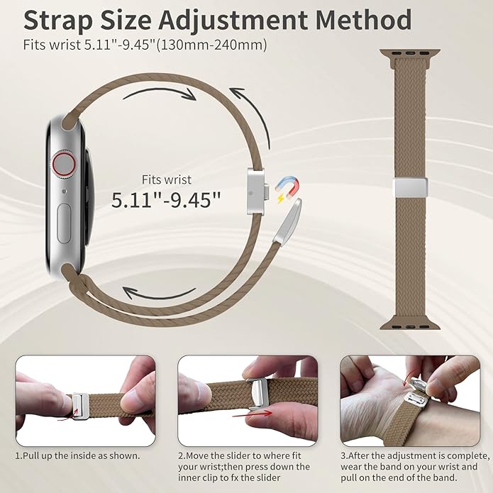 3 Pack Slim Braided Stretchy Bands Compatible with Apple Watch Band 38mm 40mm 41mm 42mm 44mm 45mm 46mm 49mm Women Men, Thin Nylon Magnetic Strap Bands for iWatch Series 10/9/8/7/6/5/4/3/2/1/SE Ultra - Image 5