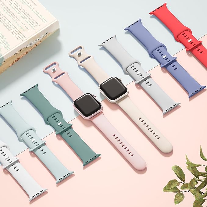 Sport Silicone Band Compatible with Apple Watch Bands 40mm 38mm 41mm 44mm 45mm 42mm 49mm Women Men,Soft Wristband Waterproof Replacement Sport Strap for iWatch Bands Series 9 8 7 6 5 4 3 2 1 SE Ultra - Image 6