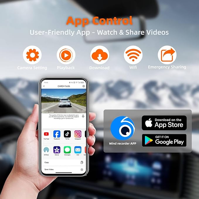 4K+1080P Dash Cam Front and Rear,FHD Wireless Dual Dashcam for Cars,Hardwire,HDR Night Vision,24H Parking Mode,5G WiFi & GPS,Car Battery Protection,Hardwire Kit,128GB Card - Image 7