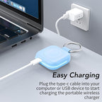 HUOTO Charging Adapter, 1200mAh Battery Powered Portable Wireless Charger for Apple Watch Series 9/8/7/6/SE/5/4/3/2/1 Ultra, Keychain USB-C Charger, Gifts for Women Man - Image 5