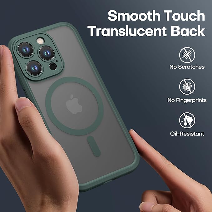 ImpactStrong Magnetic Guard Designed for iPhone 15 Pro Max Case [Camera Protection] [Military Grade Drop Tested] [Compatible with MagSafe] Slim Translucent Matte Phone Case (6.7") - Dark Green - Image 5