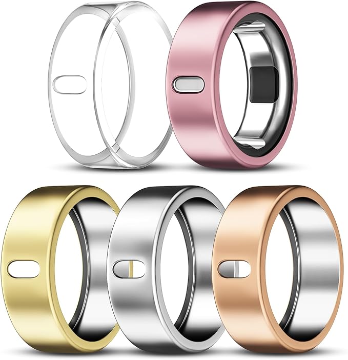ZOOROO 5 Pack Cover Compatible with Oura Ring Gen 4/Oura Ring Gen 3/3 Horizon, Support Charging with Cover on, Anti-Scratch TPU Protector for Women Men (Clear+Silver+Gold+Rosegold+Pink, Size 9) by ZOOROO