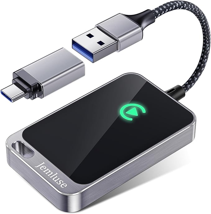 Jemluse Wireless CarPlay Adapter for Apple iPhone - Multi-User Seamless Connection for Convert Wired to Wireless Car Play Adapter - No Latency from iOS 10+ to Screen w/USB C (Silver) by JemluseCarPlayPro