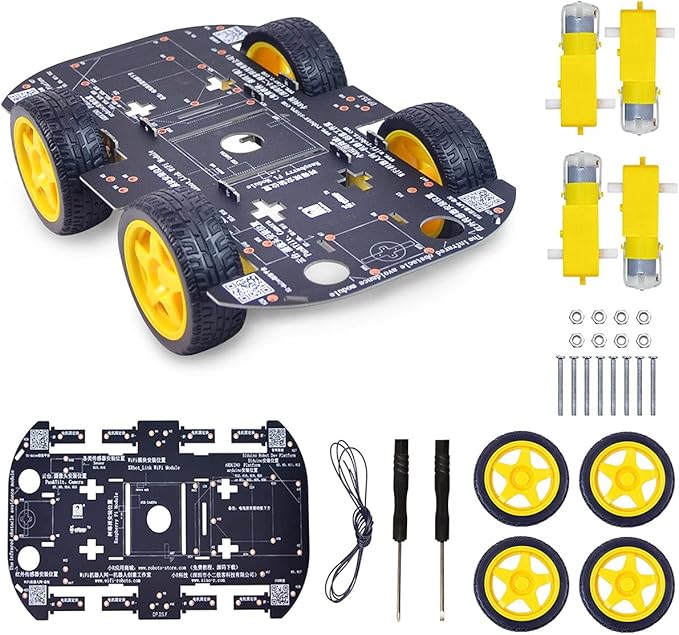 Robot Chassis 4WD Robot Car Smart Chassis Kit with 4 TT Motor for Arduino/Raspberry Pi/Jetson Nano, Smart Robotic Car Chassis DIY Learning Kit - Image 2