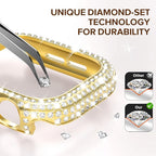 KADES Bling Case Compatible for Apple Watch Series 3/2/1 42mm, Sparkly Full Diamond Protective PC Bumper Cover, Rhinestone Frame for Women, 42mm-Gold - Image 4