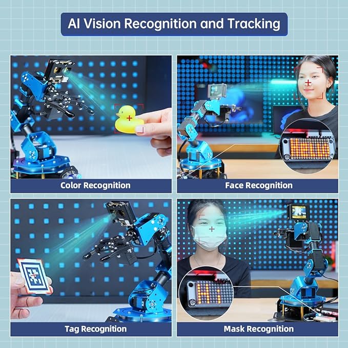 LewanSoul Robotic Arm AI Vision Voice Control for Arduino Scratch Python 6DOF Smart Robot Arm STEM Project Educational Robot & Engineering Kits, Science/Coding/Programming Set, xArmAI Standard Kit - Image 3