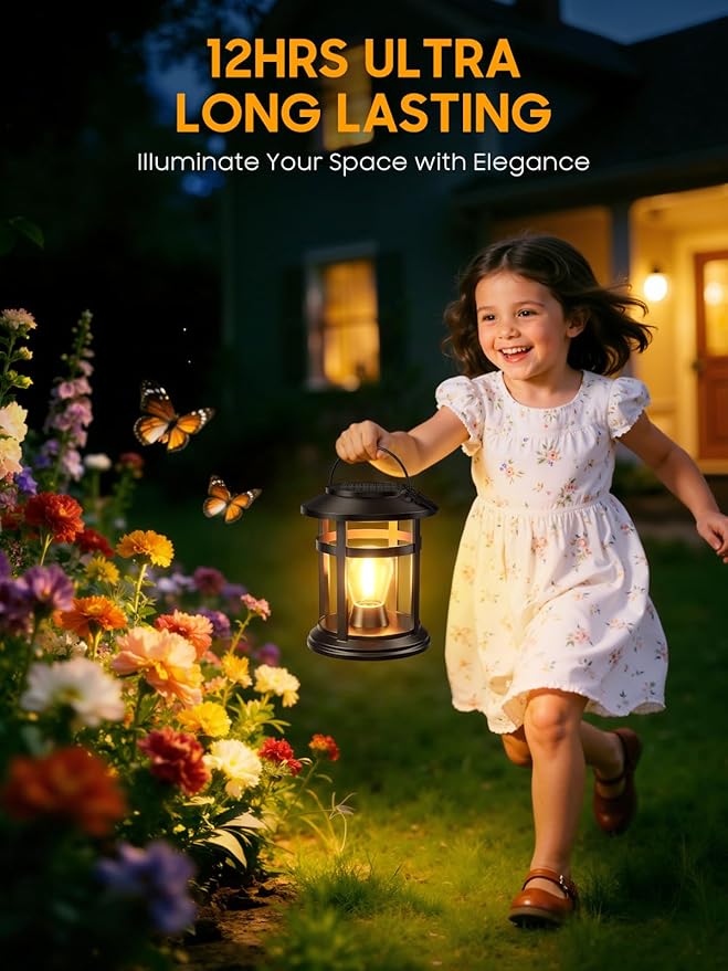 Solar Lantern Outdoor Waterproof, 4 Pack Bright Hanging Solar Lights for Outside Decorative, Upgraded Solar Powered Lanterns LED Lighting for Garden Patio Porch Decor Gifts (Warm Light) - Image 3
