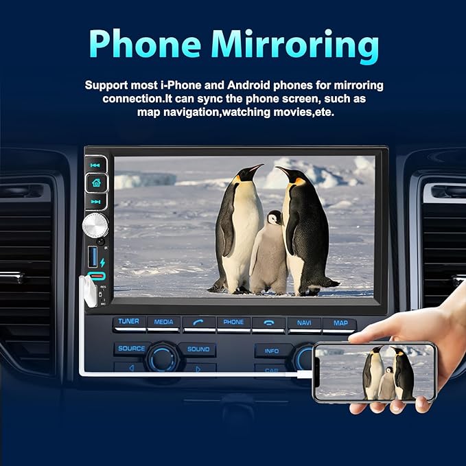 Double Din Car Stereo Bluetooth Compatible with [Wireless] Apple CarPlay/Android Auto 7“ Touchscreen AM/FM Radio Type-C USB (2.1A Fast Charge) Backup Camera - Image 4