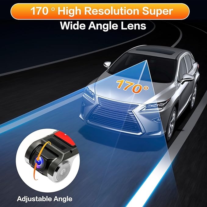 Inefala USB Car DVR Camera Video Recorder, Loop Recording ADAS, Dash Cam, with 32GB SD Card 24H Parking Mode Driving Recorder LDWS FCWS Dash Cam for Android Radio Stereo GPS DVD, Night Vision Full HD - Image 4