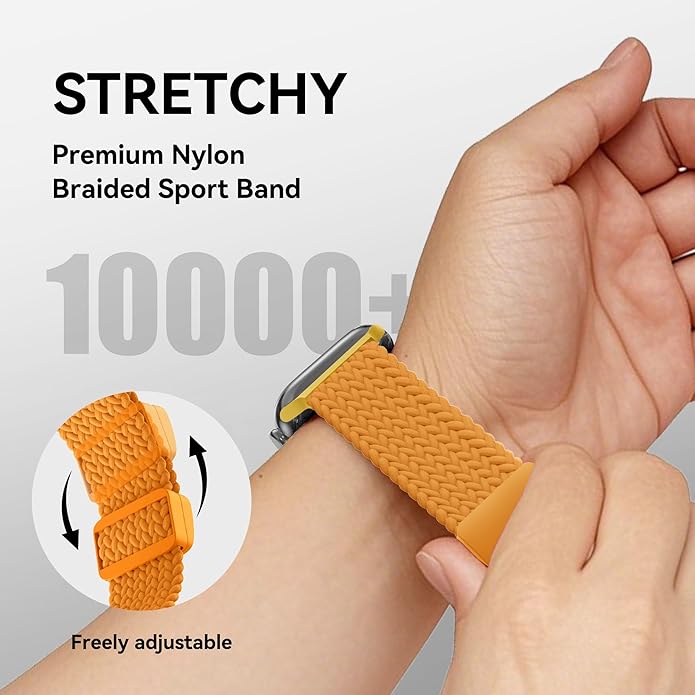 Braided Stretchy Band Compatible with Apple Watch Band 38mm 40mm 41mm 42mm 44mm 45mm 46mm 49mm Women Men, Adjustable Nylon Elastic Magnetic Clasp Strap for iWatch Series 10 9 8 7 6 5 4 3 2 1 SE Ultra - Image 3