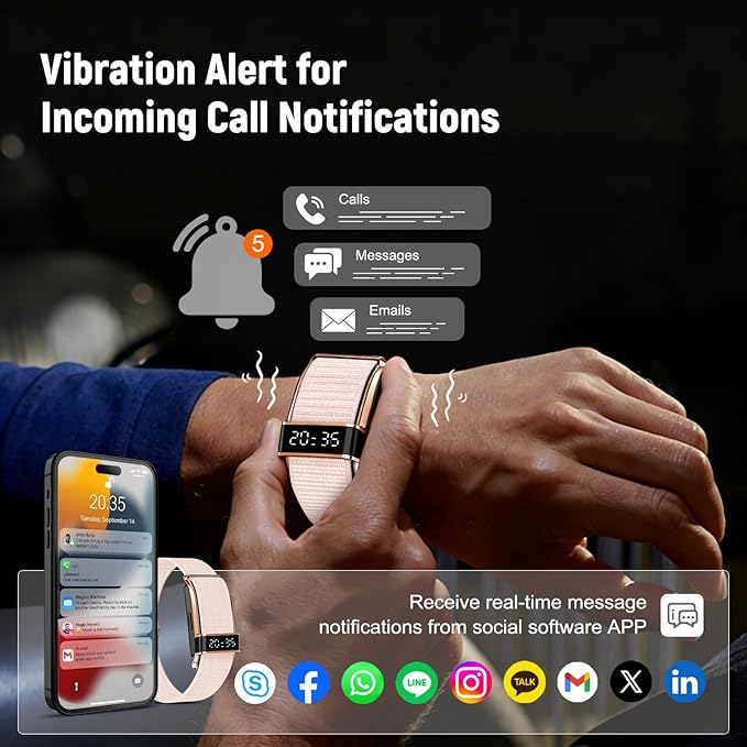 Fitness Trackers Smart Wristband With Hidden Screen(Wrist-Raise Screen Activation)Activity & Sleep Tracker with Heart Rate/HRV/Blood Oxygen, Vibration Alerts, Free APP (Rose Gold, Universal Size) - Image 6