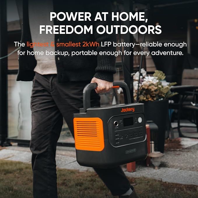 Jackery Explorer 2000 v2 Portable Power Station with AC Charging Cable, 2040Wh LFP Home Backup Battery, 2200W AC Output, Solar Generator for Emergencies, Power Outages, Camping(Solar Panel Optional) - Image 3