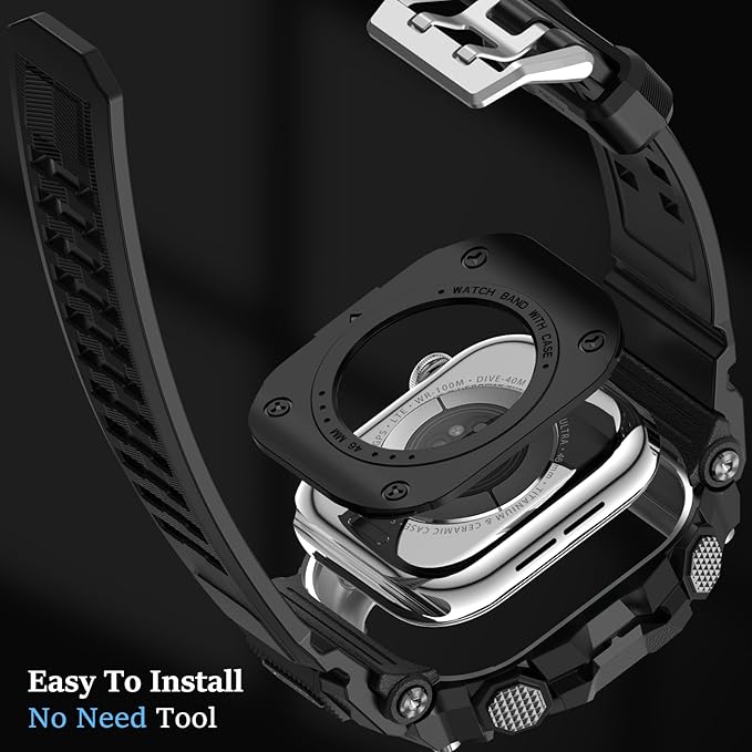 SUPLINK Rugged Case with Sport Band for 44mm Apple Watch Bands for Men, Compatible with Apple Watch Series SE 3/SE 2/SE/6 5 4, Protective Bumper Cover for iWatch Bands (Black) - Image 7