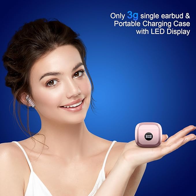 Wireless Earbuds, Bluetooth 5.4 Ear Buds LED Power Display Headphones Bass Stereo, Bluetooth Earbuds in-Ear Noise Cancelling Mic, 40H Playback Mini Case IP7 Waterproof Sports Earphones for Android iOS - Image 5