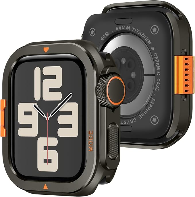 Amizee Metal Case Compatible with Apple Watch SE 3/2/1 Series 6/5/4 44mm Case with Back Cover, Rugged Protective Bumper Cover for iWatch 44mm, Graphite by Amizee