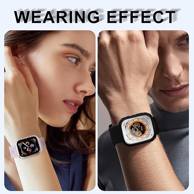 2 Pack Privacy Case for Apple Watch Screen Protector, Anti-Spy Tempered Glass Film Apple Watch Cover Hard PC Case Bumper for iWatch Series 9/8/7 - Black/Clear 45mm - Image 7