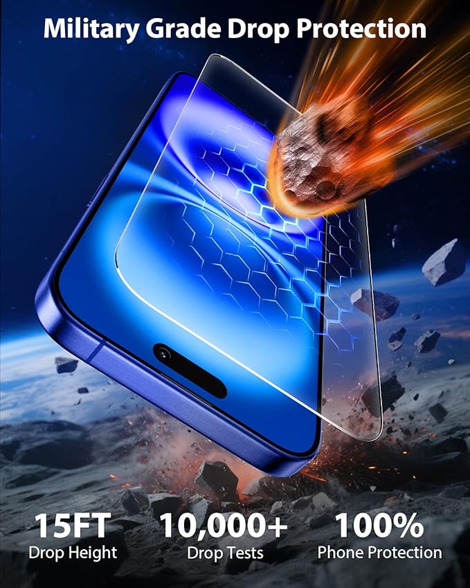 Mkeke 3 Pack Screen Protector for iPhone 16/ iPhone 15 6.1", [9H+ Tempered Glass] [Easy Installation Frame][Military-Grade Drop Protection] HD Clear, Anti-Scratch, Bubble Free - Image 2