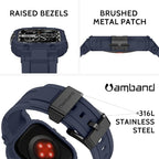 amBand Compatible with Apple Watch Series 11/10 42mm Bands Case for Men Women, M1 Sport Rugged Heavy Duty Protective Cover Tactical Strap Military Protector Bumper for iWatch Accessories - Navy Blue - Image 2