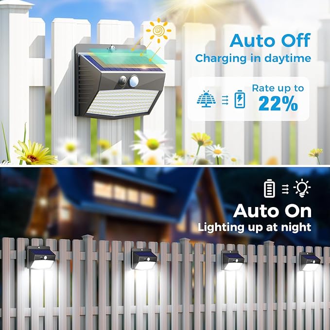 Peasur [ 16 Packs] Solar Motion Sensor Lights Outdoor, Solar Fence Lights with 3 Lighting Modes, Solar Powered Security Lights Waterproof for Outside Yard Wall Garden Backyard Deck Step Garage - Image 2
