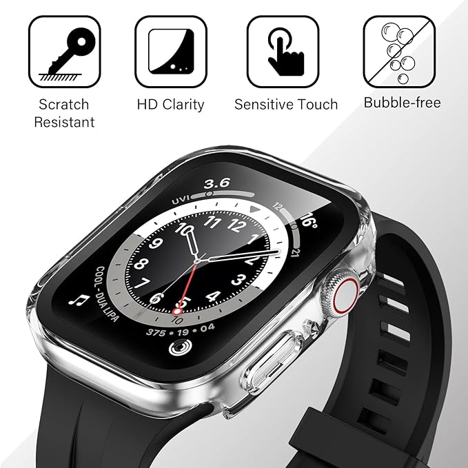 Amizee 2 Pack Compatible with Apple Watch Case SE 3/2/1 Series 6/5/4 44mm with Built-in Screen Protector, Ultra-Thin Hard PC Straight Edge Anti-Scratch Protective Cover for iWatch (Gold/Clear) - Image 5