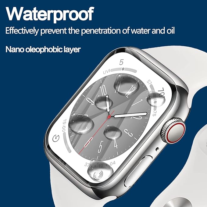YMHML [ 8 Pack Screen Protector Compatible for Apple Watch 45mm Series 9 Series 8 Series 7, [Upgrade Flexible Film] Soft HD Clear Anti-Scratch Film for iWatch 9 8 7 Accessories - Image 3