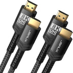 JSAUX 8K HDMI Cable 2.1 2 Pack 15ft, 48Gbps Ultra High Speed HDMI Cable Braided Cord (4K@144Hz, 4K@120Hz, 8K@60Hz) HDCP 2.2&2.3 HDR 10 eARC ARC, Compatible with Switch 2/PS5/Laptop/Monitor/HDTV/-Black by JSAUX
