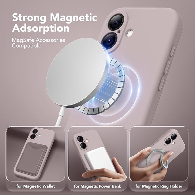 Magnetic for iPhone 17 Case, Compatible with MagSafe, [Full Camera Protection][Screen Protector] Silicone Shockproof Protective Phone Case for iPhone 17 6.3", Hazel - Image 2