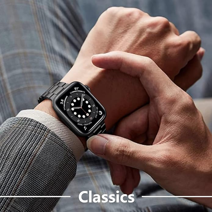 Lerobo Compatible with Apple Watch Band 44mm 42mm 40mm 38mm 41mm 45mm 46m 49mm, Solid Stainless Steel Metal Band with 2 Pack Protective Cover Case for iWtach Series 11 10 9 8 7 6 5 4 3 SE Ultra Men Women - Image 8